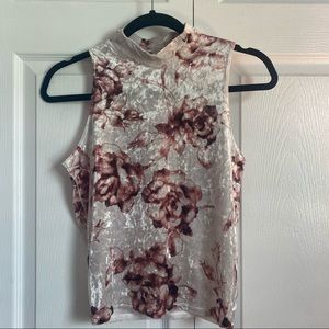 Papaya Velvet Mockneck Blouse